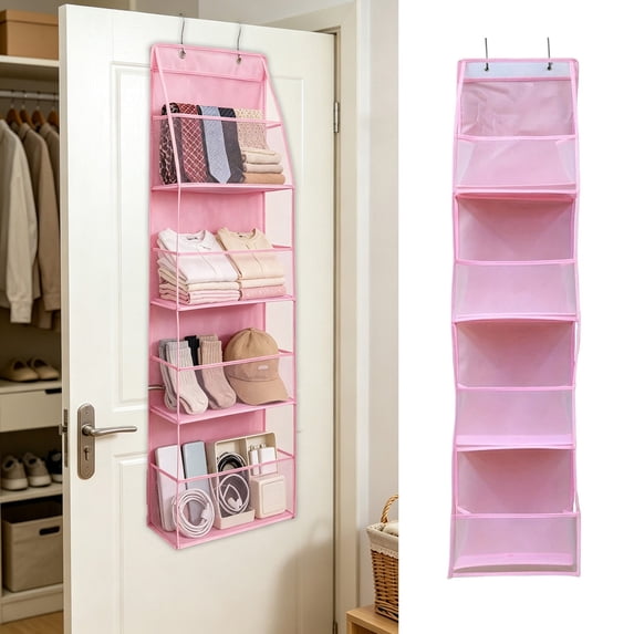 Over the Door Hanging Storage Organizer Bag with 4 Large Compartments, Foldable Fabric Closet and Bedroom Door Organizer for Dorm, Apartment and Small Spaces