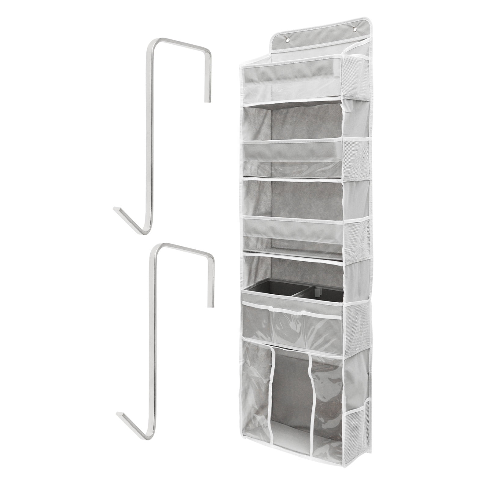 Door Hanging Storage Organizer,with 3 Bins 1 Movable Baby Diaper Caddy,1 Large capacity diaper stacking storage Organizer,10 Side Pockets ,Bedroom Door Storage for Nursery Baby Essentials