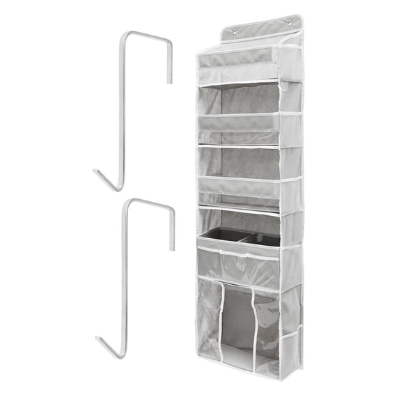 Door Hanging Storage Organizer,with 3 Bins 1 Movable Baby Diaper Caddy,1 Large capacity diaper stacking storage Organizer,10 Side Pockets ,Bedroom Door Storage for Nursery Baby Essentials