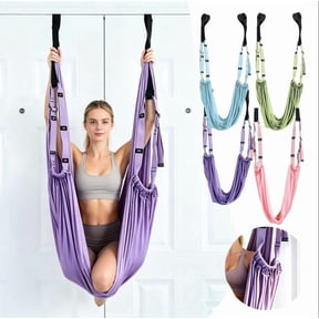 Door Hanging Yoga Stretch Trainer, Aerial Yoga Inversion Sling with Adjustable Straps for Home Yoga & Mobility Exercise,Green