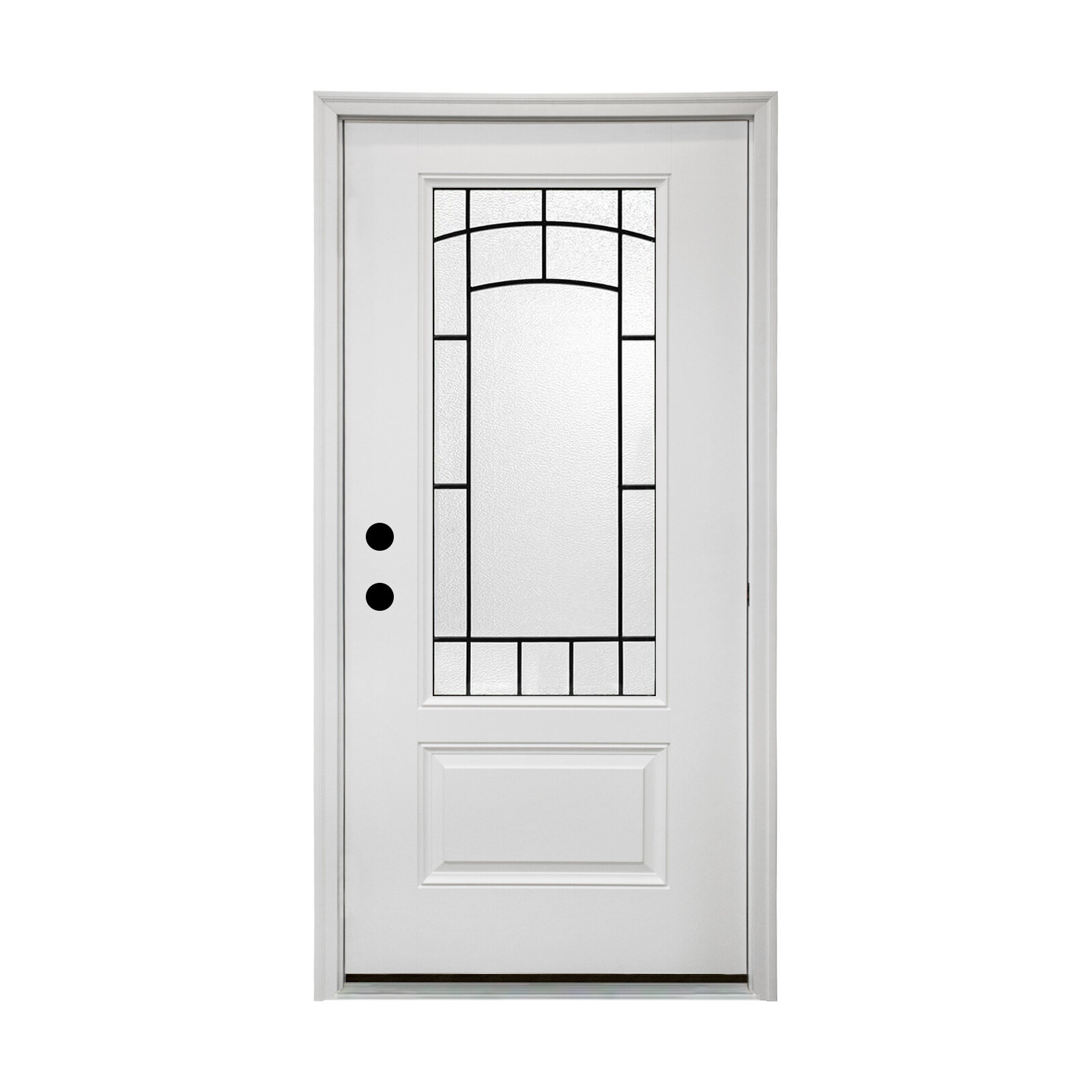 Door Hardware 36 x 80 Smooth Fiberglass Entry Door with Brickmould,3/4