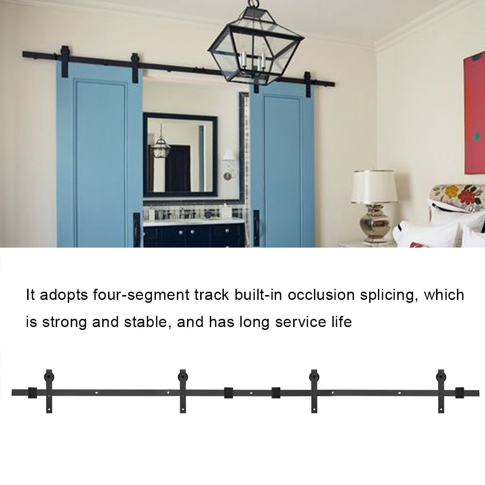Door Hardware, Barn Sliding Wood Door Track System Kit 4m Double Door Sliding Door Hardware
