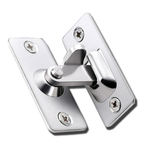 Door Hasp Latch 90 Degree, Stainless Steel Safety Angle Locking Latch for Push/Sliding/Barn Door, Satin Nickel,1PC