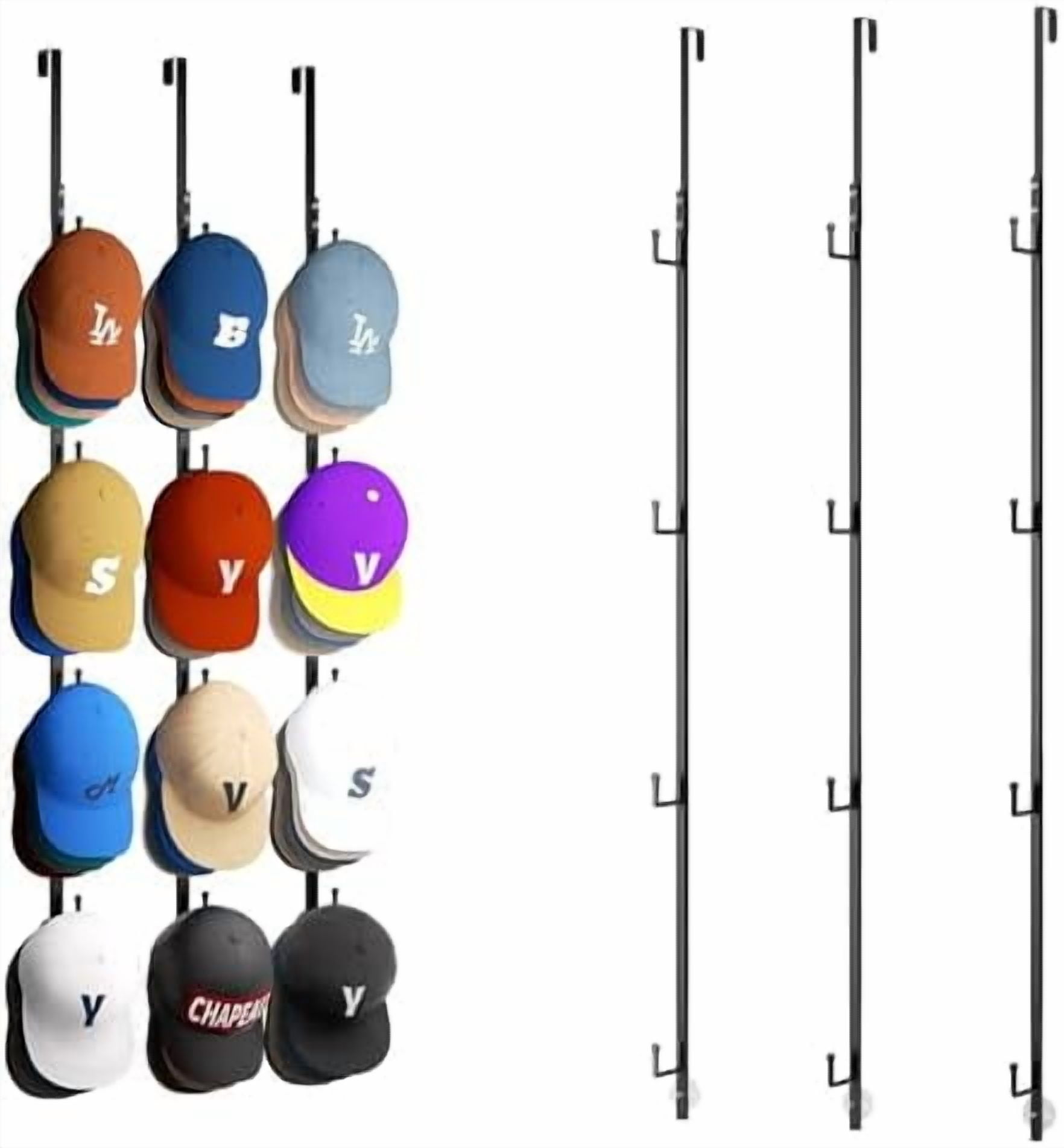 Over Door Hat Rack - 3 Packs Hat Organizer with 12 Hooks Design ...