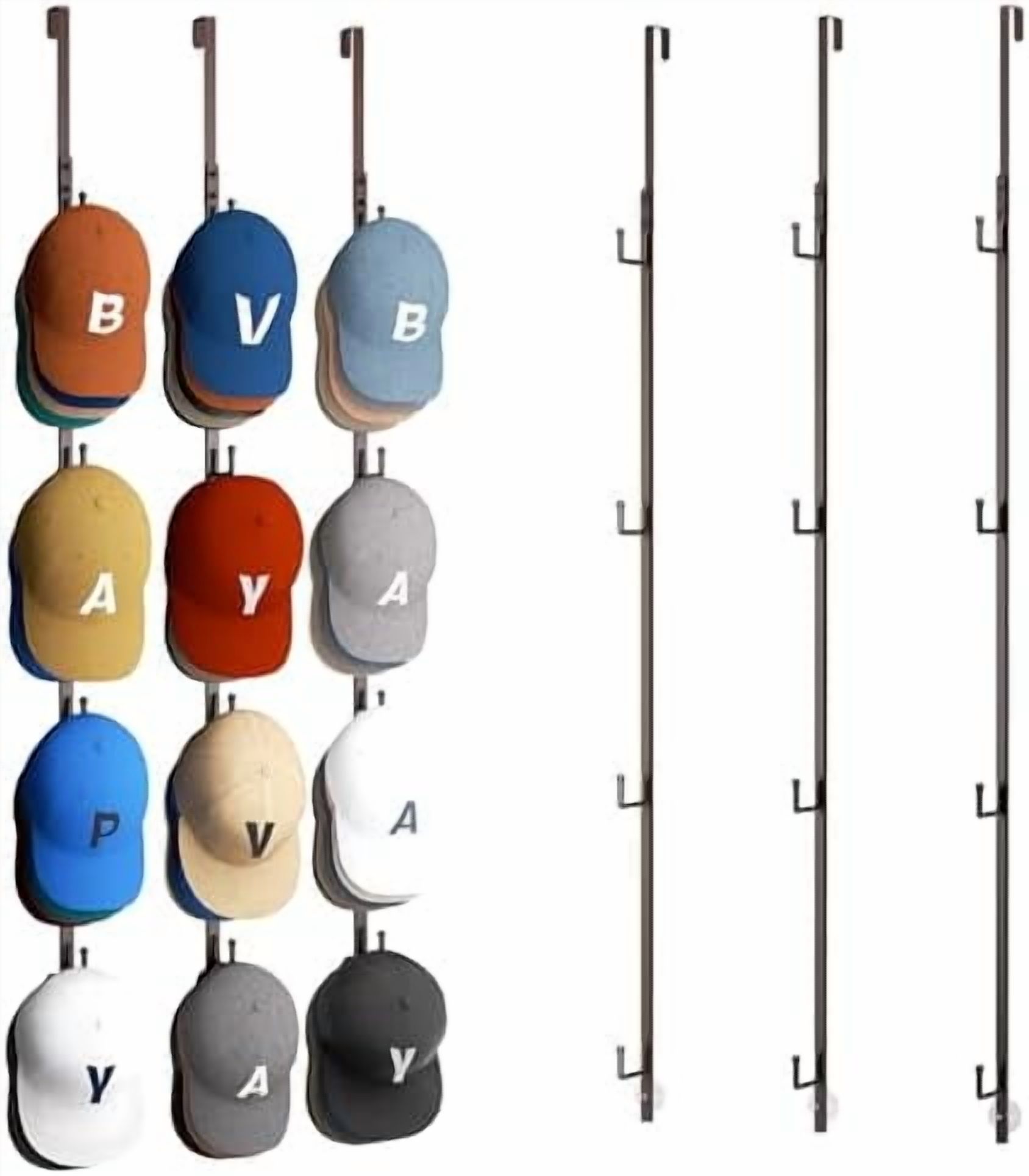 Over Door Hat Rack - 3 Packs Hat Organizer with 12 Hooks Design ...