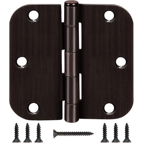 Door Hinge 3 1/2" 12 Pack Rounded Door Hinges Oil Rubbed Bronze 3.5" x 3.5 Inch Hinges for Doors Interior 5/8" Radius Corners Residential Heavy Duty Steel,Reversible Removable Pin Hinge Factory Shop