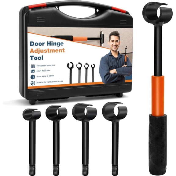 Door Hinge Adjustment Tool Kit, 4 in 1 Hinge Gap Adjusting Wrench Set for Residential and Commercial Use, Door Gap Adjustment Tool, Door Hinges Repair Wrench with Rubber