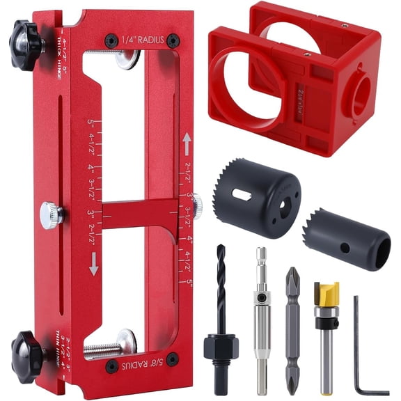 Door Hinge Fixture And Door Lock Installation Kit, Suitable For Hinge Mortises From 2.5 Inches To 5 mm, Self-Centering Template Tool For DIY Assembly Of Door Handles, Cabinet Hinges And Furniture