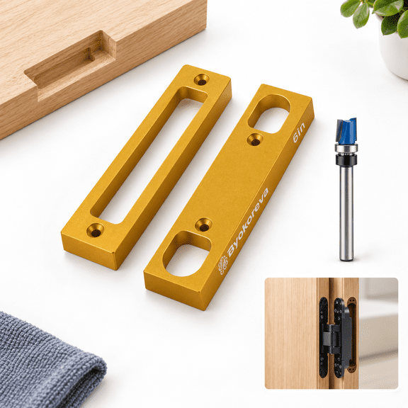 Door Hinge Jig Kit, 6-Inch Concealed Hinge Installation Template for Woodworking