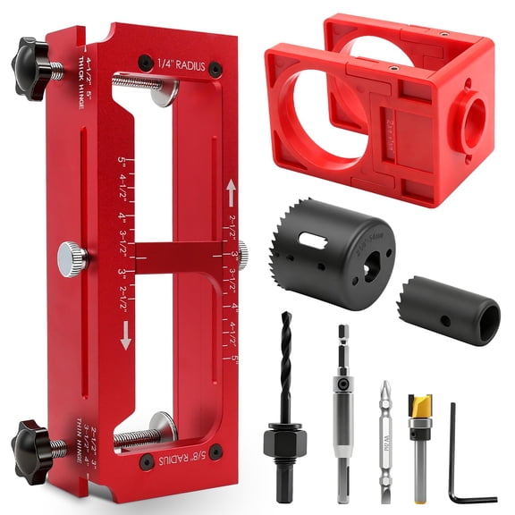 Door Hinge Jig with Door Lock Kit, Aluminum Alloy, Precision Mortising Drilling