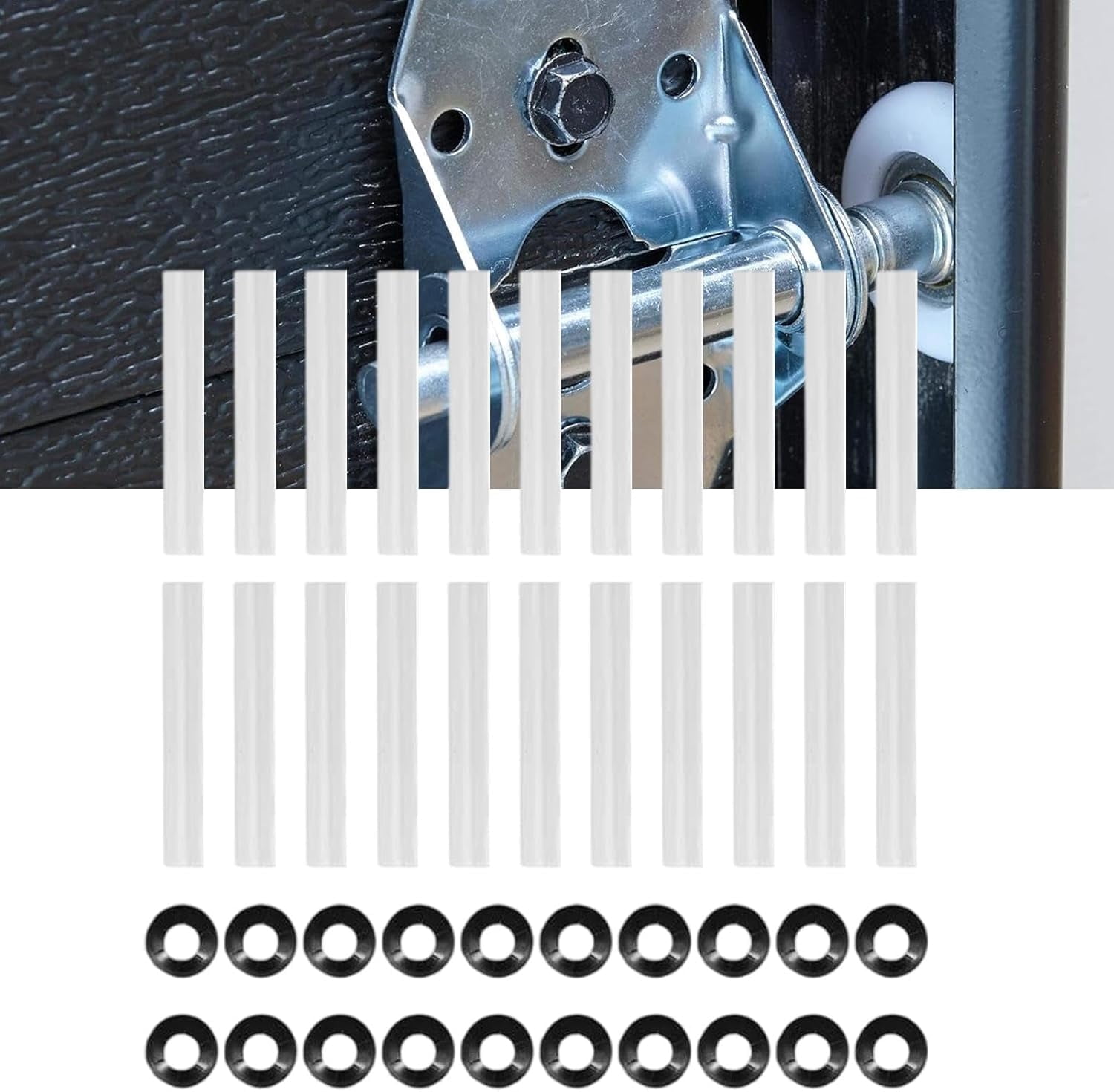Garage Door Hinge Rollers 20-Pack – Quiet ABS Sleeves & Nuts For Smooth, Silent Operation