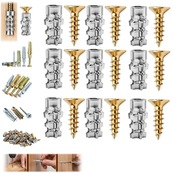 Door Hinge Screw Hole Repair Kit, Hinge Repair Screw Expansion Anchor Set, Cabinet Hinge Repair Hardware, Stripped Thread Restoration, Door Cabinet Furniture Repair