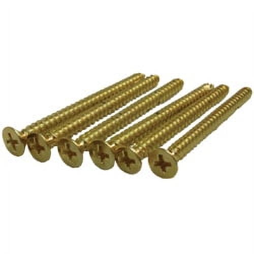 Door Hinge Screws, #9 x 2-1/4", 6-Pack, Polished Brass by Stone Harbor Hardware
