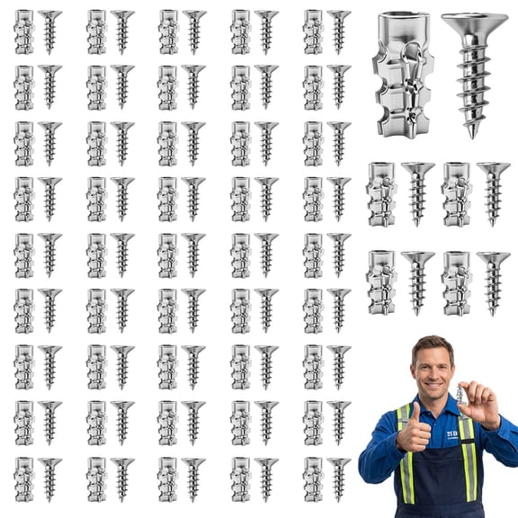 Door Hinge Thread Repair Screw Expansion Anchor, 6×14mm Short Expansion Screw Set, Stone Expansion Anchor, Short Expansion Wall Anchors, Works on Wood, Tile, Stone, Concrete (50Pcs Set)