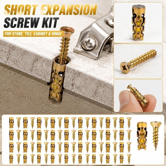 Door Hinge Thread Repair Screws,Short Expansion Screw Set,Short Expansion Wall Anchor for Cabinet Hinge Repair & Stripped Thread Restoration, Secure Cabinet Door Fastening(40PCS)