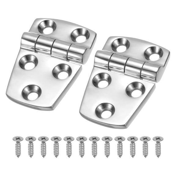 Door Hinges, 2 Pack 2.24" x 1.5" - 316 Stainless Steel Marine Hinge, Bearing Boat Hinge for Yacht Deck (Silver)
