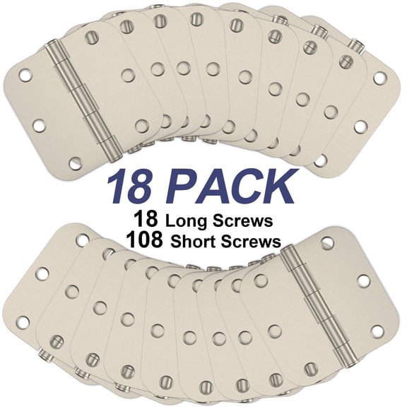 Treasem Squeak-free Door Hinges, 3.5 inch, 5/8" Radius Rounded Corners, Steel, 18 Pack, Satin Nickel