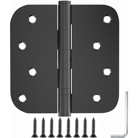 Door Hinges, 3 Pack Matte Black Door Hinges 4 Inch Stainless Steel Hinges Ball Bearing Silent Hinges Interior Door Hinge with 5/8 Radius Corners
