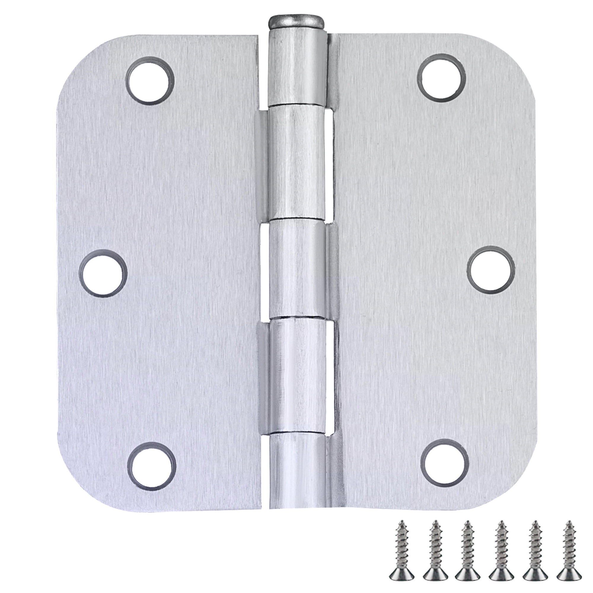 Brushed Chrome 3.5-inch x 3.5-inch Interior Door Hinges 6-Pack