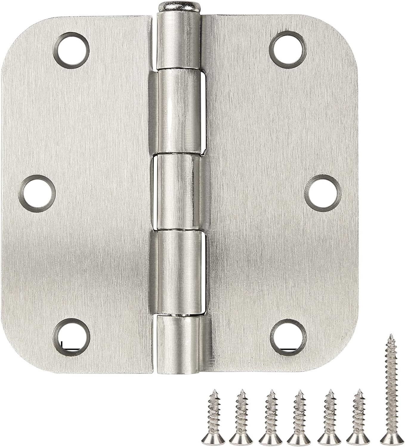 Door Hinges Brushed Nickel Door Hardware Satin Nickel Door Hinges Nickel Door Hinge 3.5 Inch 5/8"Radius Silver Hinges for Doors Interior Hinges 3 1/2" Bedroom Kitchen Living Bath Room Hallway 3 Pack