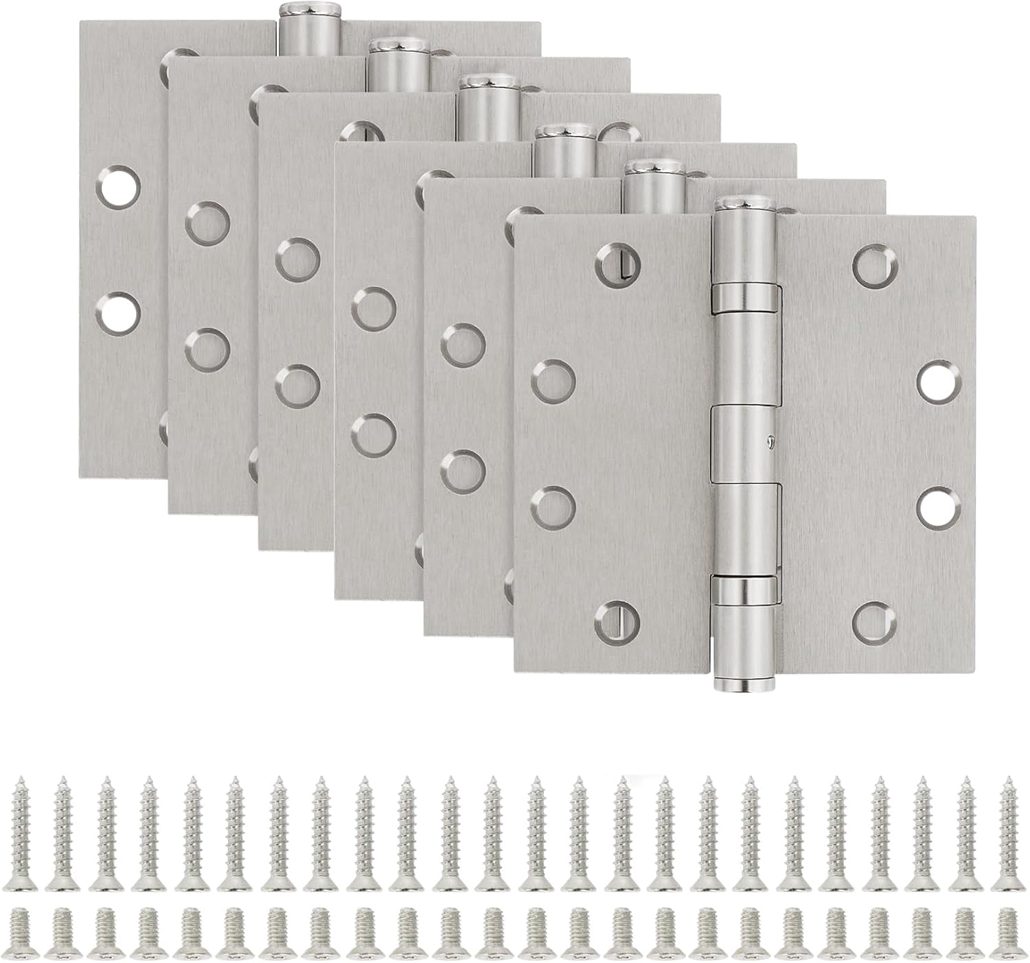 304 Stainless Steel Door Hinges – 4” X 4”, 1/4” Radius Corner, 3-Pack | Ball Bearing, Heavy Duty Interior/Exterior