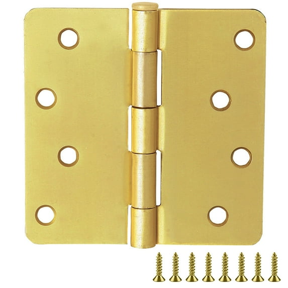 Design House 10-Pack 4" H x .25" Radius Butterfly Interior/Exterior Door Hinges, Satin Brass