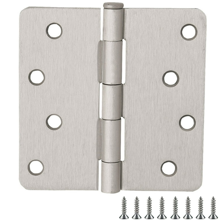 4 in. x 1/4 in. Radius Satin Nickel Door Hinge Value Pack (10 per Pack) 4 in. x 1/4 in. Radius Satin Nickel Door Hinge Value Pack (10 per Pack)