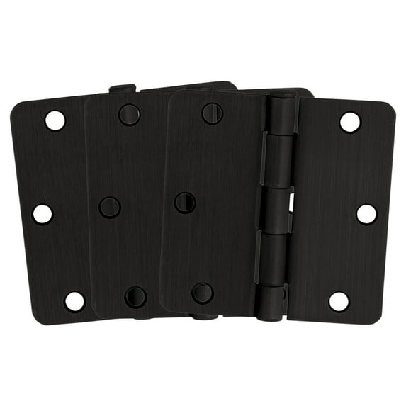 Design House 3-Pack 3.5" H x .25" Radius Butterfly Interior/Exterior Door Hinges, Oil Rubbed Bronze