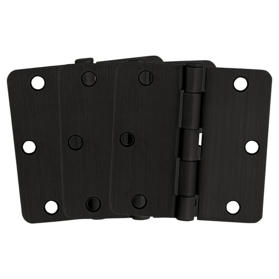Design House 3-Pack 3.5" H x .25" Radius Butterfly Interior/Exterior Door Hinges, Oil Rubbed Bronze