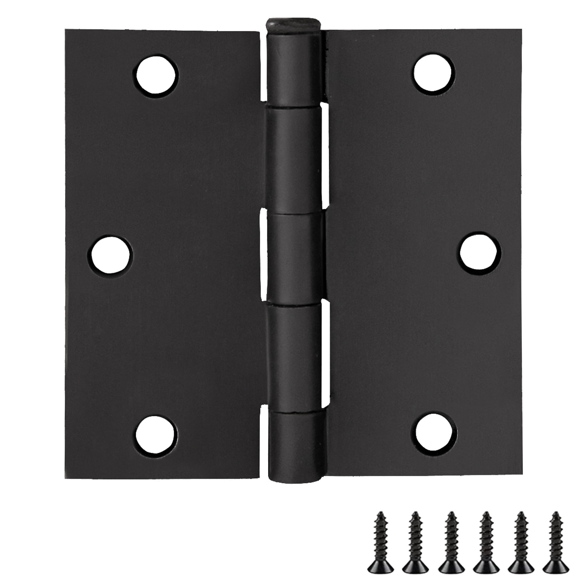 Matte Black Steel Square Corner Door Hinges 3-Pack