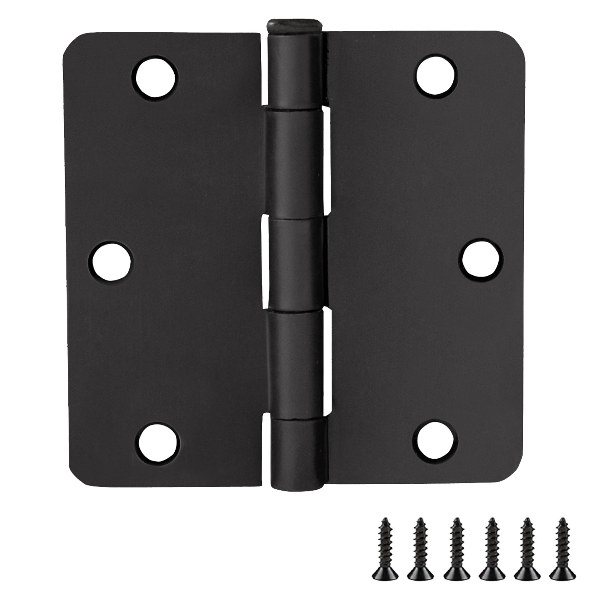 Matte Black Steel 3.5" x 3.5" Door Hinges with Radius Corners