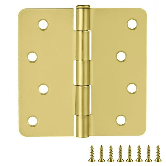 Design House 3-Pack 4" H x .25" Radius Butterfly Interior/Exterior Door Hinges, Satin Brass