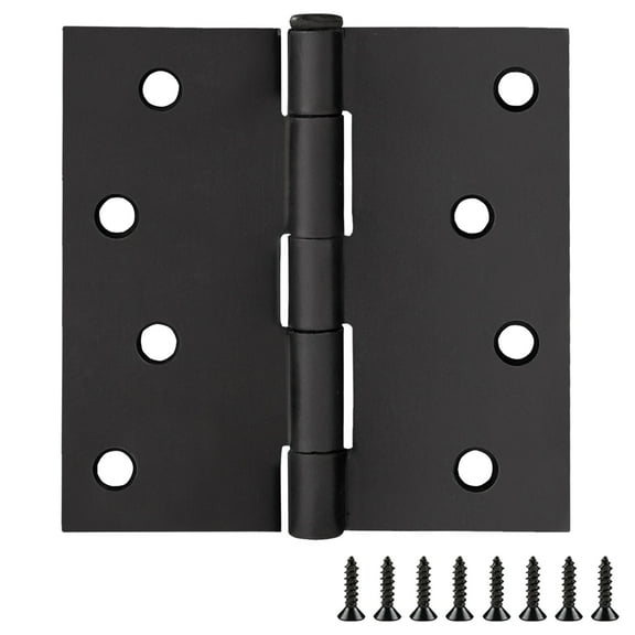 Design House 3-Pack 4" H x .125" Radius Square Interior/Exterior Door Hinges, Matte Black