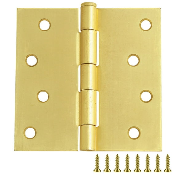 Design House 3-Pack 4" x .125" x 4" Square Butterfly Interior/Exterior Door Hinges, Satin Brass