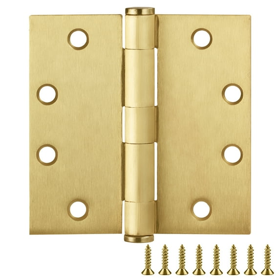 Design House 6-Pack 4.5" H x .625" Radius Square Butterfly Interior/Exterior Door Hinges, Satin Brass