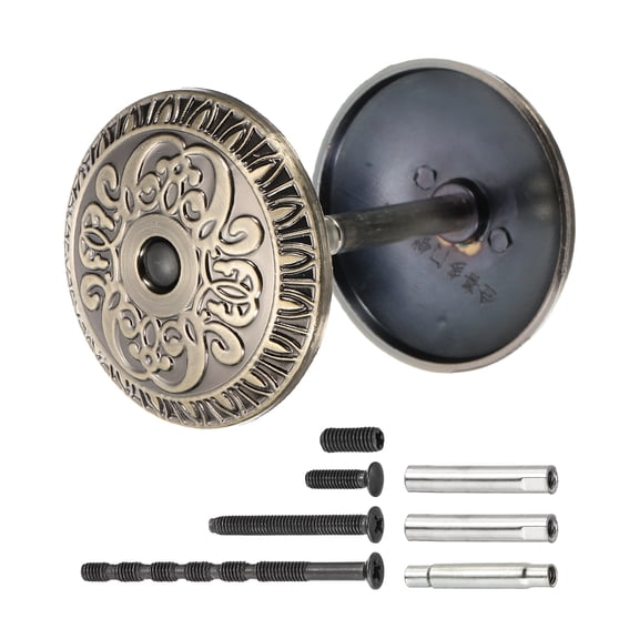 Door Hole Cover Plate 2 Inch Zinc Alloy Vintage Round Deadbolt Knob Hole Repair Cover Fits Doors 1-3/16" to 4-3/4" Thick for Hole Filling Decoration, Bronze