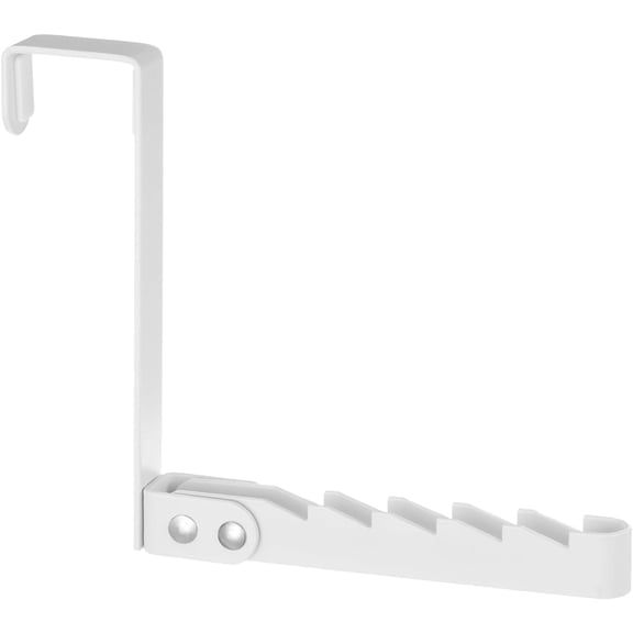 Over The Door Hook Hanger Metal Foldable Over Door Drying Laundry Rack Hanging Storage Rack 5 Hooks with Telescopic Bar for Bedroom Bathroom Behind Back of Door, White