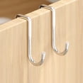 thumbnail image 1 of Over The Door Hook - Loetky Stainless Steel Double‑S Hook, Silver No‑Drill Towel Hooks, Heavy‑Duty Hanging Organizer For Cabinet Kitchen Bathroom Wardrobe Storage, 1Pc, 1 of 4