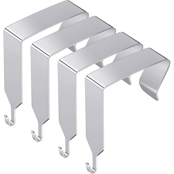 Over The Door Hook Panel Wall Metal Over Door Hook Cubicle Picture Door Hanger for Clothing Over The Door Mirror Hooks Office Cubicle Whiteboard Hanger (Silver, 4 Pieces)