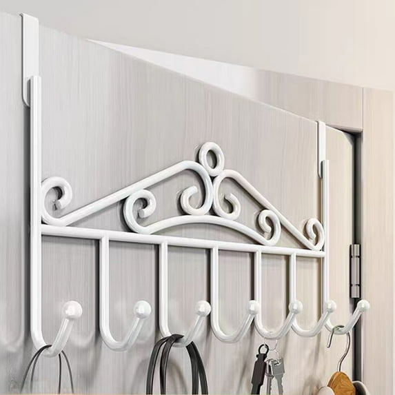 Over The Door Hook Rack | Heavy-Duty Iron Coat Hanger | Non-Marking, Rustproof, Fits Most Doors | Space-Saving, Easy Installation | White Black Bronze Options | 41x23x6cm | 1 Piece | Closet Bathroom