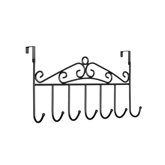 Over The Door Hook Rack | Heavy-Duty Iron Coat Hanger | Non-Marking, Rustproof, Fits Most Doors | Space-Saving, Easy Installation | White Black Bronze Options | 41x23x6cm | 1 Piece | Closet Bathroom