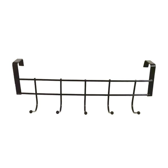 Over the Door Hook Rack, Hook Over the Door Hanger, Fdelink Over Door Hanger 5 Hooks Stainless Clothes Bathroom Hooks Organizer Hanging Kitchen Dining & Bar Black