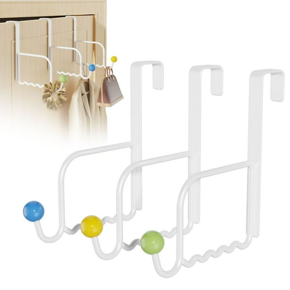 Over The Door Hook, Towel Holder Towel Hook for Bathroom, 3 PCS Towel Hanger Door Rack with Coat Hooks, Over The Door Hanger Towel Rack for Bathroom, Bedroom Towels Coats, 9.45x8.27"