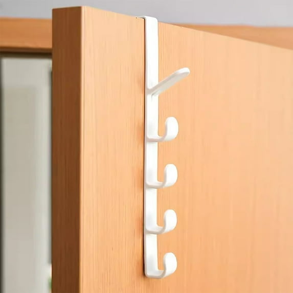 Over Door Hook, Wall Mounted Clothes Hook with Strong Adhesive, No Drill Coat and Hat Hook for Bedroom, Bathroom, Kitchen and Office, Sturdy and Traceless Hanging Rack