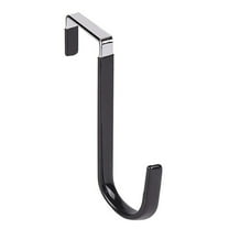 Over the Door Hooks 1Pc Single Heavy Duty Hangers Hooks with White Rubber Coating Hanging Towel Robe Clothing Hanger for Bathroom Room Clothes, Towels, Hats, Coats, Bags Holder(Black,4.9x1.8x0.4")