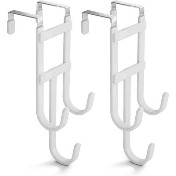 Over the Door Hooks, 2 Pack Heavy Duty Triple-Hook Door Hanger Hooks with Non-Slip Rubber, Waterproof Over Door Hanger for Towels, Coats, Bags & Robes, Space Saving for Living Room,Bathroom, Bedroom
