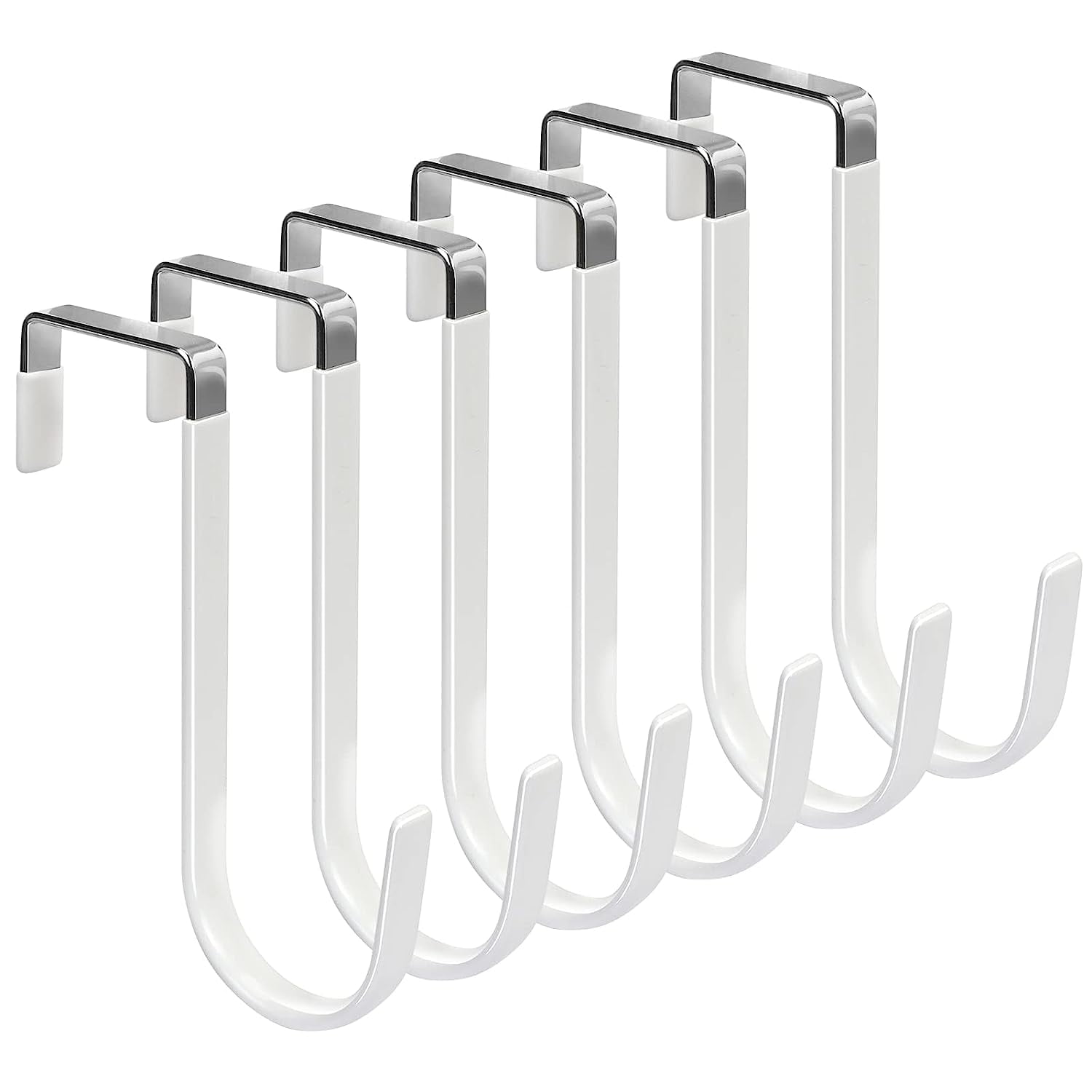 White Metal Over Door Hooks Set of 6