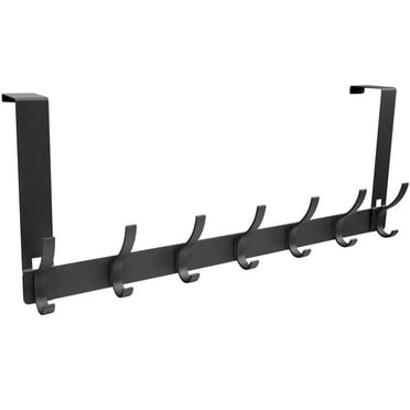 Over The Door Hooks, BUSATIA Door Hanger Hooks for Hanging, Over The Door Towel Racks for Bathroom with 14 Coat Hooks, Over The Door Hanger for Coats and Towels, Black