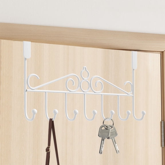 Over the Door Hooks, Over the Door Hanger for Hanging, Over Door Towel Rack Coat Rack Hanger Hooks for Clothing, Anti-Rust Overdoor Organizer Rack with 7 Hooks for Bathroom Bedroom Hat Purse Robe