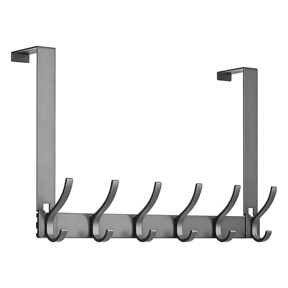 Domaci Over The Door Hooks with 12 Coat Hooks, Multi Purpose Over The Door Towel Racks for Towel, Coat & Dorm Essentials, Grey